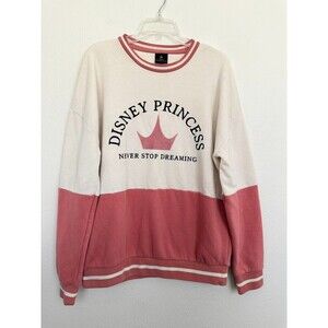 Disney Princess Never Stop Dreaming Crewneck Sweatshirt Pink White Women's Small
